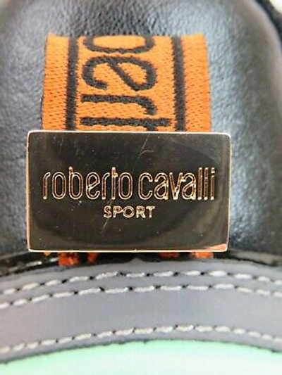 Pre-owned Roberto Cavalli Sport Gray Black Leather Suede Mesh Logo Sneakers 43 10