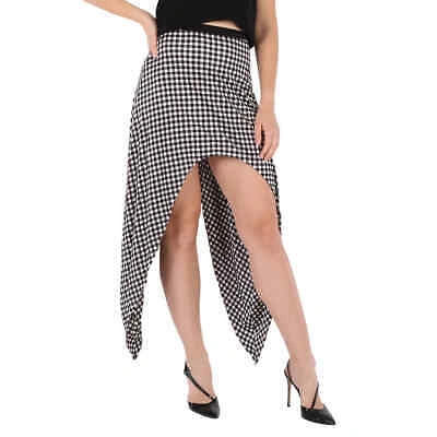 Pre-owned Burberry Ladies Black Gingham Check Back Tie Skirt In Multicolor