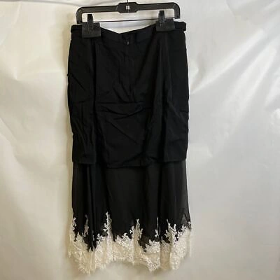 Pre-owned 3.1 Phillip Lim Phillip Lim Cady Chiffon Combo Skirt W/ Lace Women's Size 2 Black