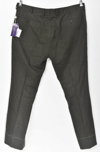 Pre-owned Ralph Lauren Purple Label Ralph Lauren By Purple Label Olive Green Flannel Wool Dress Pants 42 (eu 58)