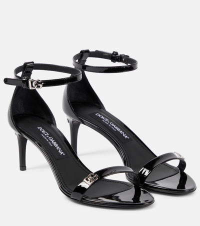 Pre-owned Dolce & Gabbana Dolce&gabbana Keira 60mm Black Patent Leather Heeled Sandals Ss24