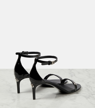 Pre-owned Dolce & Gabbana Dolce&gabbana Keira 60mm Black Patent Leather Heeled Sandals Ss24