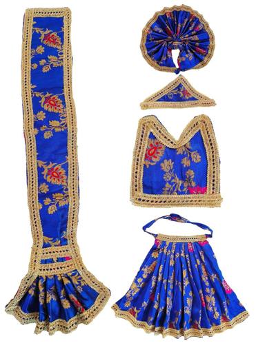 Pre-owned Handmade Radha Krishan Dress Hanuma Lehenga Chunri Chakr Patka Mukut S No 13 14 In Blue