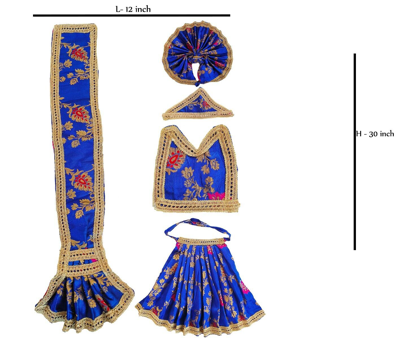 Pre-owned Handmade Radha Krishan Dress Hanuma Lehenga Chunri Chakr Patka Mukut S No 13 14 In Blue