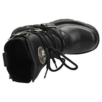 Pre-owned New Rock Rock Block-heel In Metal-look Unisex Black Platform Boots