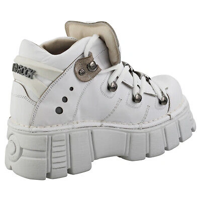 Pre-owned New Rock Rock M106n-c27 Unisex White Platform Boots - 9.5 Us