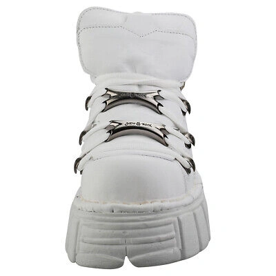 Pre-owned New Rock Rock M106n-c27 Unisex White Platform Boots - 9.5 Us