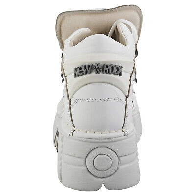 Pre-owned New Rock Rock M106n-c27 Unisex White Platform Boots - 9.5 Us