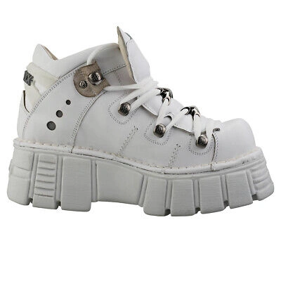 Pre-owned New Rock Rock M106n-c27 Unisex White Platform Boots - 9.5 Us