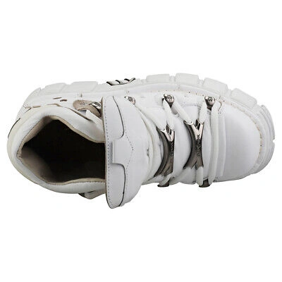 Pre-owned New Rock Rock M106n-c27 Unisex White Platform Boots - 9.5 Us