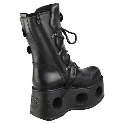 Pre-owned New Rock Rock Space Metallic Neptuno Boots Unisex Black Platform Boots - 12 Us In Gray