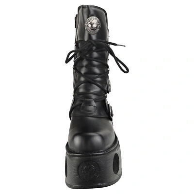 Pre-owned New Rock Rock Space Metallic Neptuno Boots Unisex Black Platform Boots - 12 Us In Gray