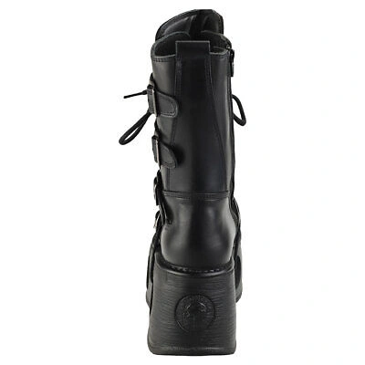 Pre-owned New Rock Rock Space Metallic Neptuno Boots Unisex Black Platform Boots - 12 Us In Gray