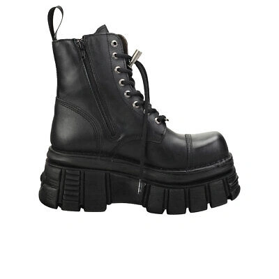 Pre-owned New Rock Rock Combat Boots Unisex Black Platform Boots