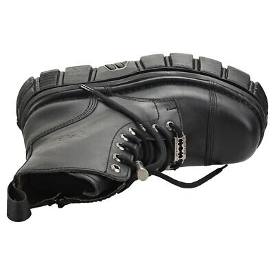 Pre-owned New Rock Rock Combat Boots Unisex Black Platform Boots
