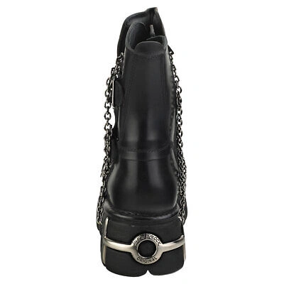 Pre-owned New Rock Rock Straps And Chains Unisex Black Platform Boots - 7 Us