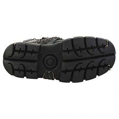 Pre-owned New Rock Rock Straps And Chains Unisex Black Platform Boots - 7 Us