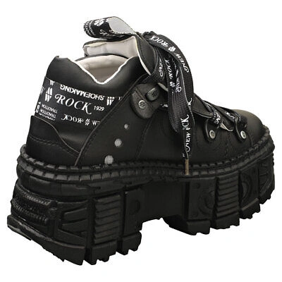 Pre-owned New Rock Rock M-wall106nsport-v3 Vegan Unisex Black Platform Boots