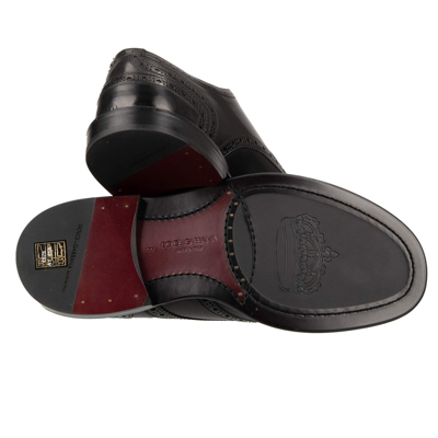 Pre-owned Dolce & Gabbana Dg Metal Logo Crown Leather Derby Shoes Marsala Black 12516