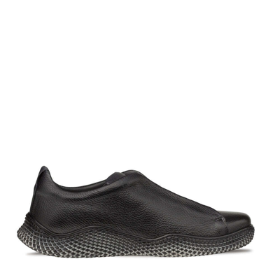 Pre-owned Mezlan Dress Sneaker Shoes Genuine Leather Calico Deerskin Slip On Black