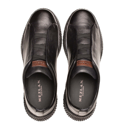 Pre-owned Mezlan Dress Sneaker Shoes Genuine Leather Calico Deerskin Slip On Black