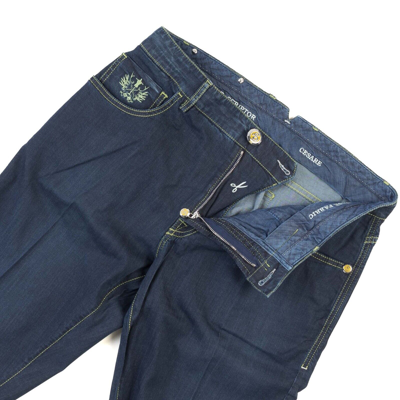 Pre-owned Stefano Ricci 849€ Scissor Scriptor Jeans Us:33 Eu:49 Cesare Cotton Modal Blue Denim Pants