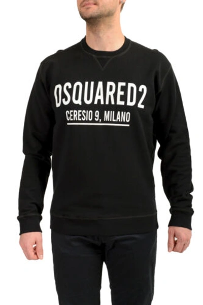 Pre-owned Dsquared2 Men's Black Logo Print Long Sleeve Crewneck Sweatshirt