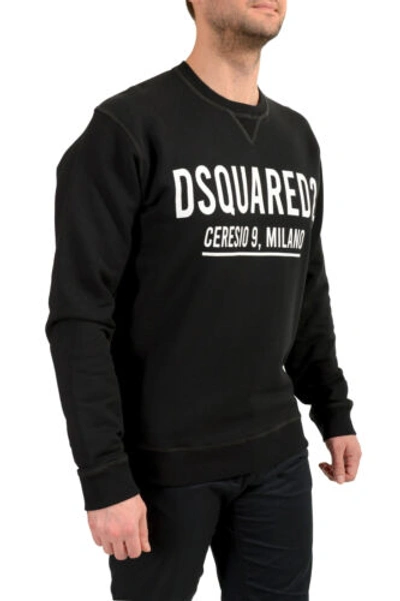 Pre-owned Dsquared2 Men's Black Logo Print Long Sleeve Crewneck Sweatshirt