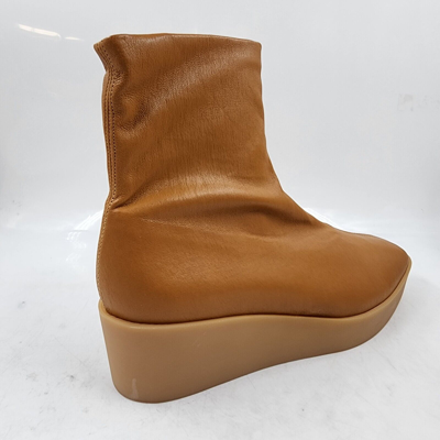 Pre-owned Clergerie Lexa Platform Booties Women's 7.5 Rust Solid Round Toe Pull On