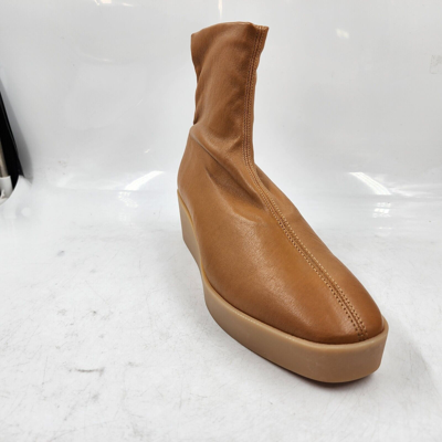 Pre-owned Clergerie Lexa Platform Booties Women's 7.5 Rust Solid Round Toe Pull On