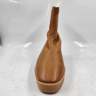 Pre-owned Clergerie Lexa Platform Booties Women's 7.5 Rust Solid Round Toe Pull On