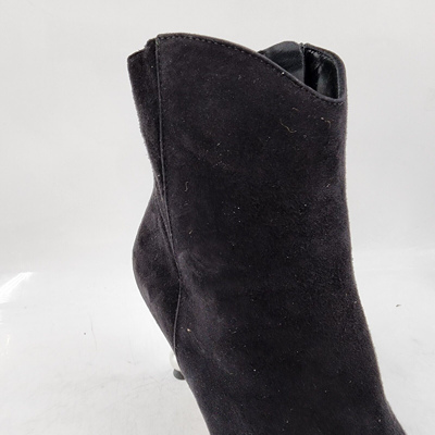 Pre-owned Giambattista Valli Pointed Toe High Heel Booties Women's 8 Black Solid Side Zip
