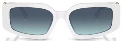 Pre-owned Tiffany & Co Tf4208u 83579s Sunglasses Women's Solid White/azure Gradient 54mm In Blue
