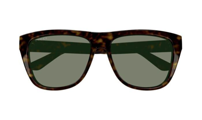 Pre-owned Gucci Sunglasses Gg1345s-003-57 Shiny Havana Frame Green Lenses