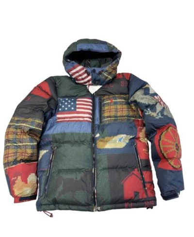 Pre-owned Polo Ralph Lauren Polo Country Patchwork Water-repellent Down Jacket Small