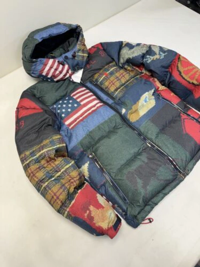 Pre-owned Polo Ralph Lauren Polo Country Patchwork Water-repellent Down Jacket Small