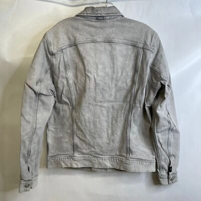 Pre-owned 7 For All Mankind Pleated Trucker Jacket Men's Size M Fog Grey In Gray