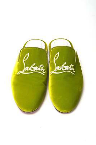 Pre-owned Christian Louboutin Bourgeon Lime Navy Coolito Flat Shoes