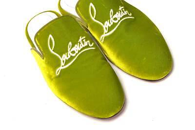 Pre-owned Christian Louboutin Bourgeon Lime Navy Coolito Flat Shoes