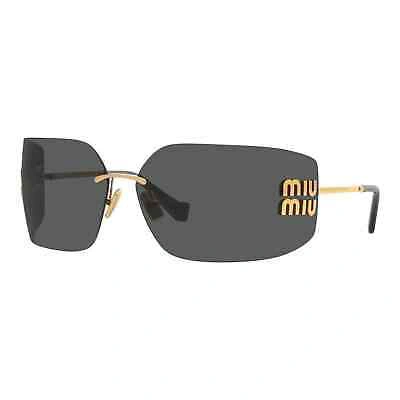 Pre-owned Miu Miu Sunglasses Mu 54ys Gold Dark Grey 5ak5/s0 Women Wrap Logo Authentic In Gray