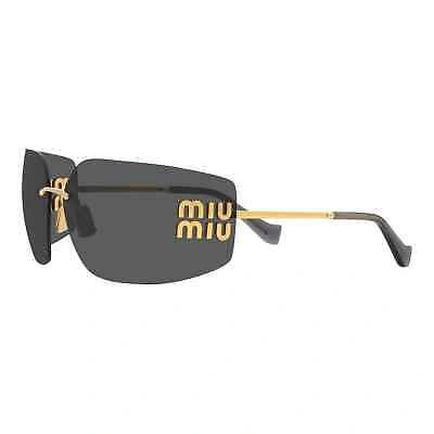 Pre-owned Miu Miu Sunglasses Mu 54ys Gold Dark Grey 5ak5/s0 Women Wrap Logo Authentic In Gray