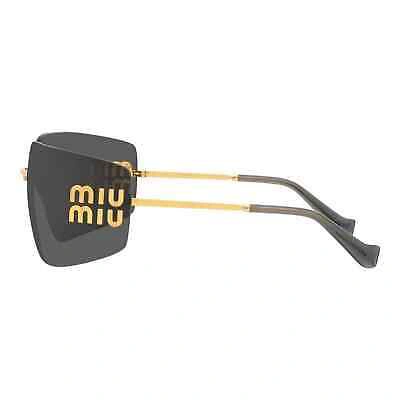 Pre-owned Miu Miu Sunglasses Mu 54ys Gold Dark Grey 5ak5/s0 Women Wrap Logo Authentic In Gray