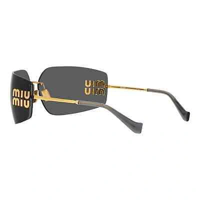 Pre-owned Miu Miu Sunglasses Mu 54ys Gold Dark Grey 5ak5/s0 Women Wrap Logo Authentic In Gray