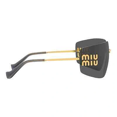 Pre-owned Miu Miu Sunglasses Mu 54ys Gold Dark Grey 5ak5/s0 Women Wrap Logo Authentic In Gray