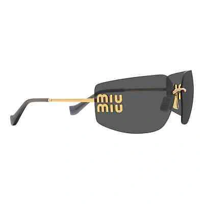 Pre-owned Miu Miu Sunglasses Mu 54ys Gold Dark Grey 5ak5/s0 Women Wrap Logo Authentic In Gray