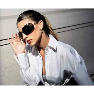 Pre-owned Miu Miu Sunglasses Mu 54ys Gold Dark Grey 5ak5/s0 Women Wrap Logo Authentic In Gray