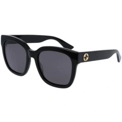 Pre-owned Gucci Women's Sunglasses Full Rim Shiny Black Acetate Square Frame Gg0034sn 001 In Gray