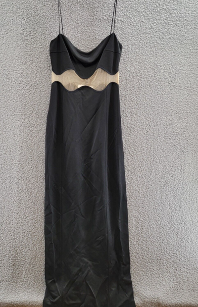 Pre-owned Galvan Siren Illusion Waist Gown Women's 10 Black Sweetheart Neck Zip Closure