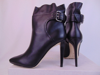 Pre-owned Jimmy Choo Major 100 Black Leather Buckle Ankle Boots Pumps 40.5 10.5 Italy