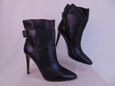 Pre-owned Jimmy Choo Major 100 Black Leather Buckle Ankle Boots Pumps 40.5 10.5 Italy